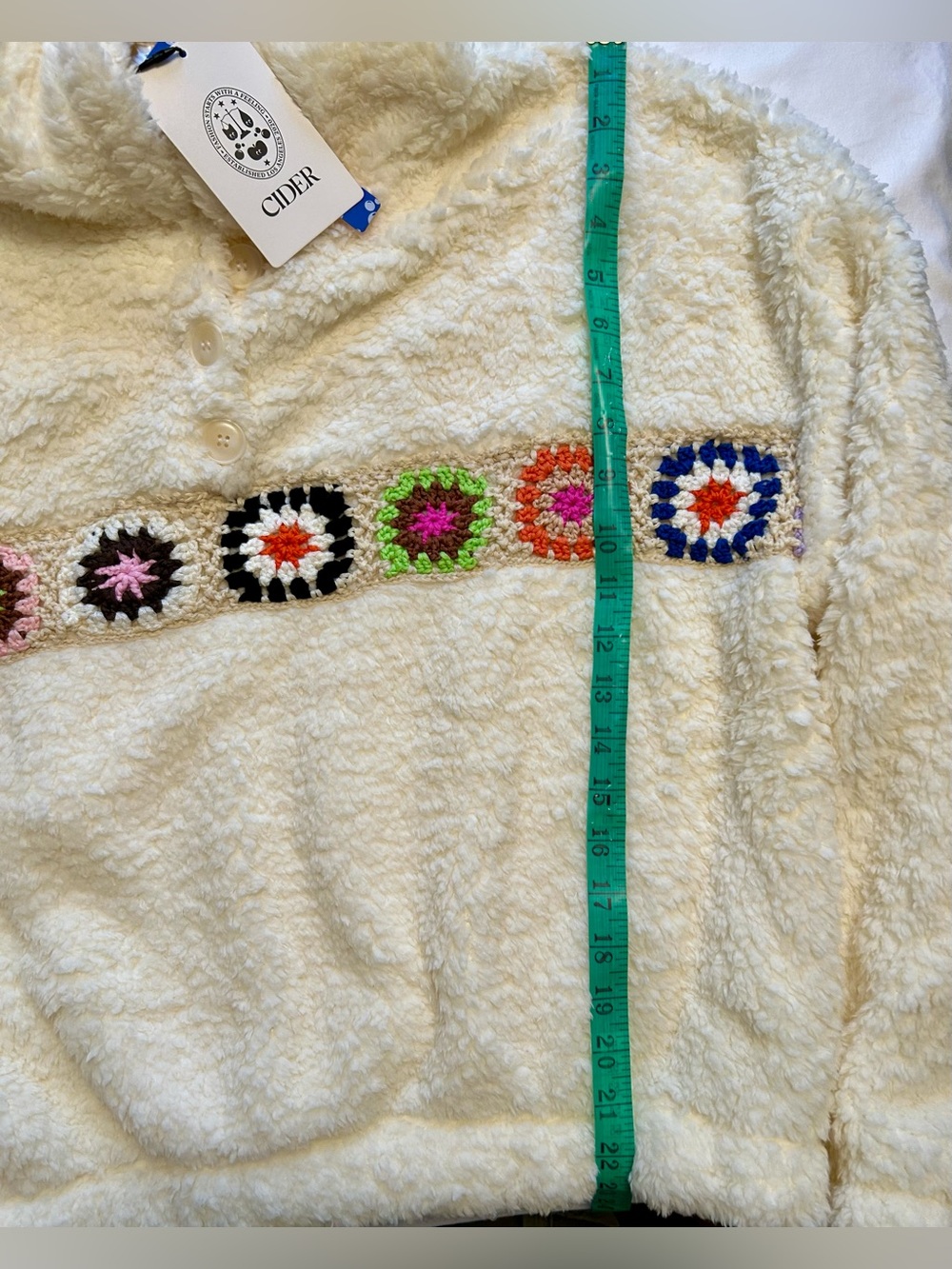 NWT - Cider Fleece Floral Crochet Hoodie - Picture 12 of 12